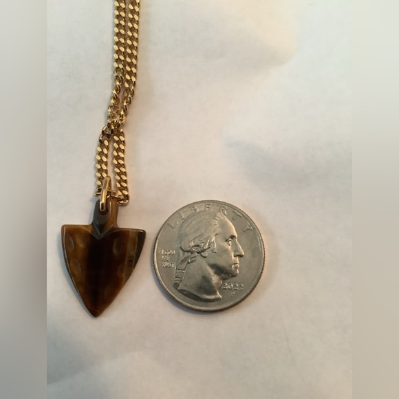 1981 VINTAGE AVON GENUINE ARROWHEAD NECKLACE GENUINE TIGER'S EYE PENDANT - Picture 4 of 4
